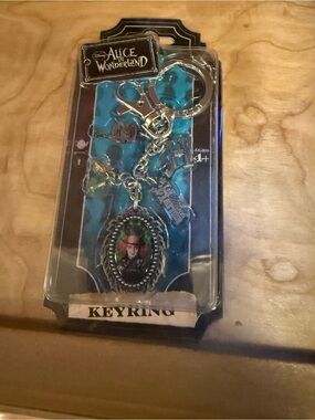 Alice in Wonderland Silver-tone Teacup Charm Keyring – Blue Accent